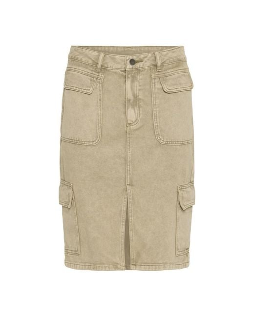 Kaffe Natural Denimrock Mit Cargotaschen