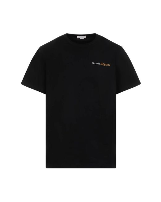 Alexander McQueen Schwarzes baumwoll-t-shirt mit besticktem logo in Black für Herren