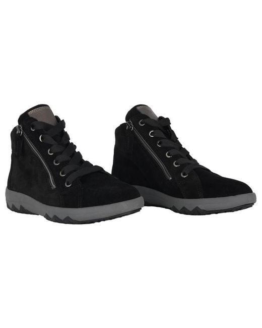 Waldläufer Black Weit Geschnittener Schwarzer Stiefelette