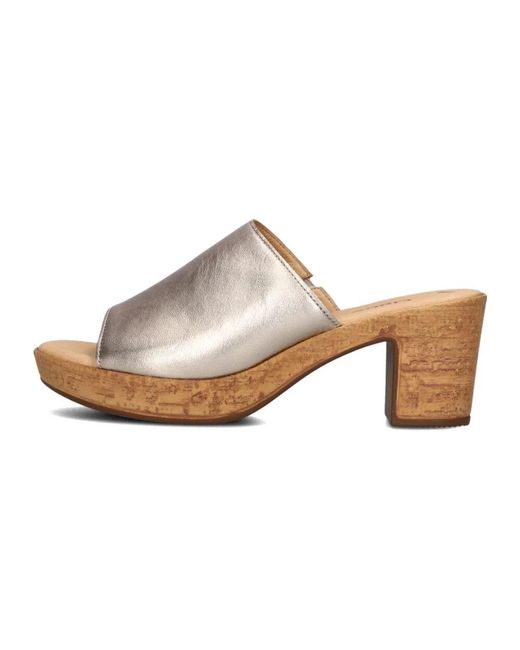 Gabor Brown Roségoldene Slide Sandalen