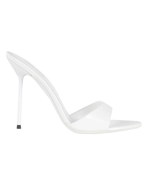 Paris Texas White Heeled Mules