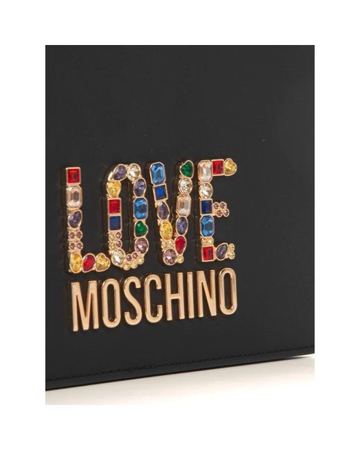 Love Moschino Black Schicke tasche mit strass und kettengriff,schicke kettentasche