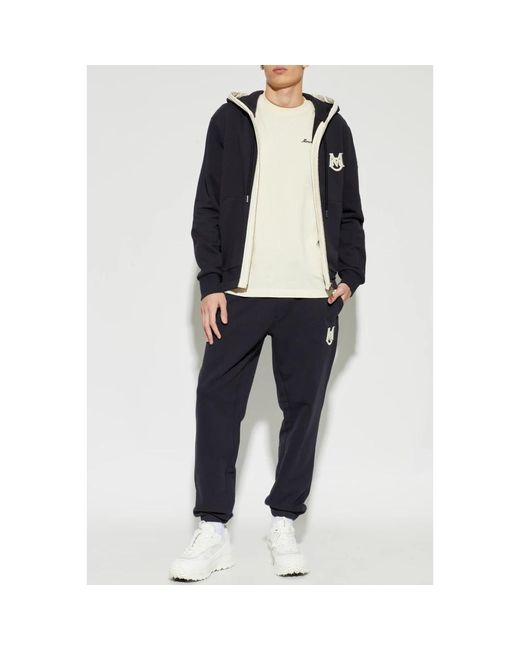 Moncler Broeken ,Blauw ,Katoen Logo Joggingbroek in het Blue voor heren