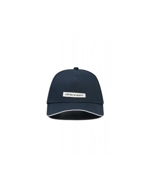 EA7 Accessoires ,Blauw ,Katoen Canvas Baseball Cap in het Blue