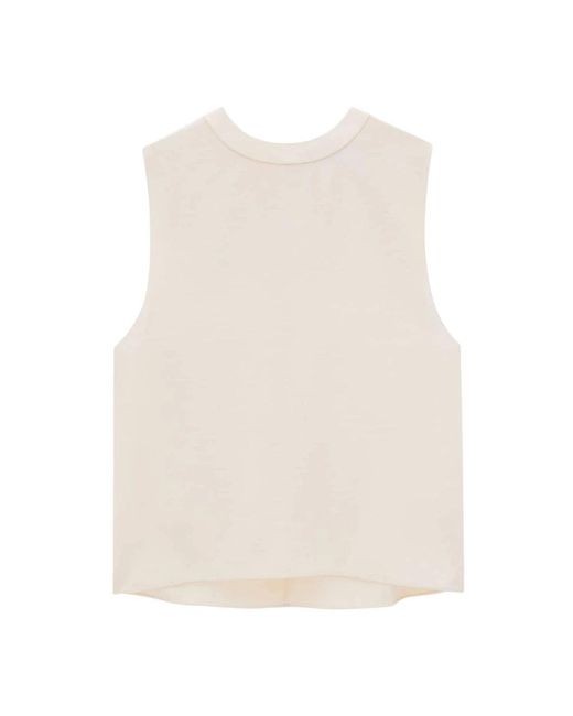 Saint Laurent Overhemden ,Mouwloze Top Met Mock Neck in het Natural
