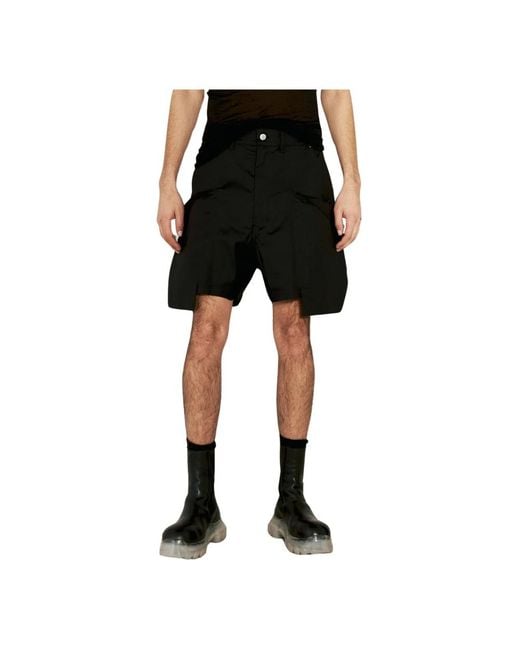 Cargo shorts in tessuto rigido di Rick Owens in Black da Uomo
