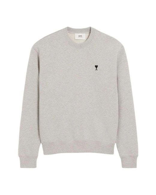 AMI Gray Round-Neck Knitwear for men
