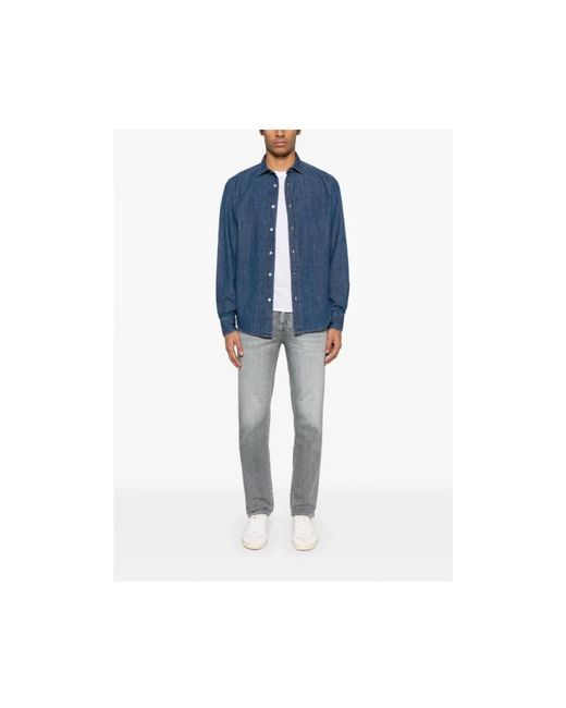 Jacob Cohen Blue Denim Shirts for men