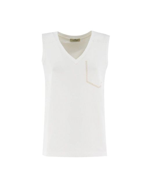 Panicale White Sleeveless Tops