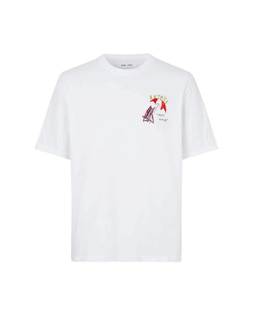 Samsøe & Samsøe White Organische baumwolle t-shirt mit giotto calendoli print