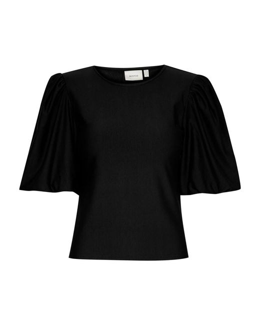 Gestuz Overhemden ,Zwart ,Leer Ballonblouse Met Pofmouwen in het Black