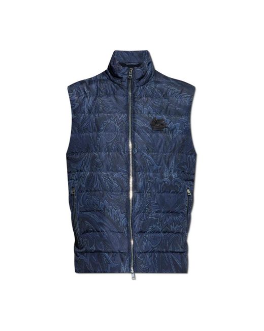 Etro Jassen ,Blauw ,Wol Vest Met Gewatteerde Voorkant in het Blue voor heren