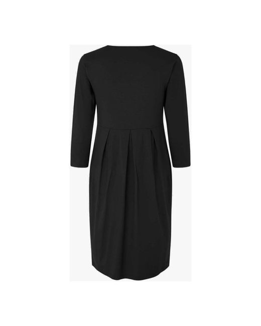 Masai Kleedjes ,Zwart ,Elegante Zwarte Jurk Met 3/4 Mouwen in het Black