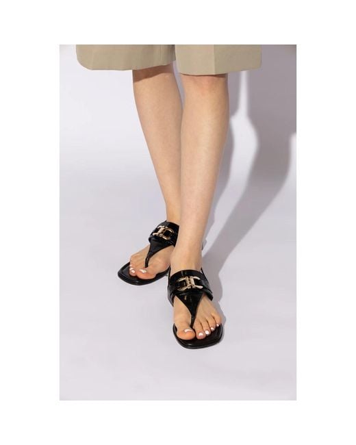 Ferragamo Black Flat Sandals