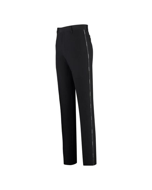 Givenchy Broeken ,Zwart ,Wol Nauwsluitende Wollen Broek Met Logo-Bies in het Black voor heren