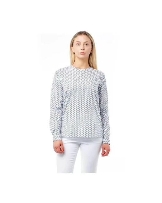 Bagutta Overhemden ,Wit ,Gedrukte Blouse Met Lange Mouwen En Knopen in het Blue