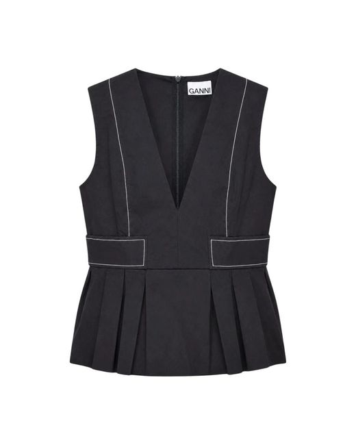 Ganni Black Blouses