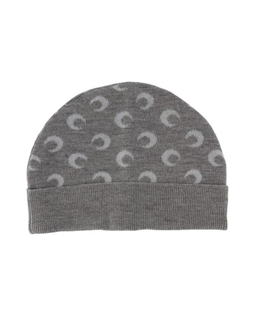 MARINE SERRE Gray Moon Jacquard Beanie