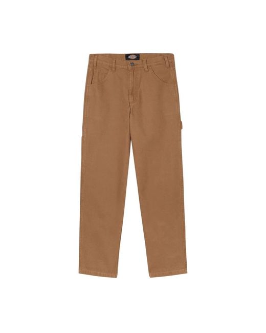 Dickies Brown Carpenter Stone Washed Trousers for men