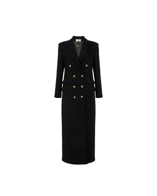 Elisabetta Franchi Double-Breasted Coats in het Black