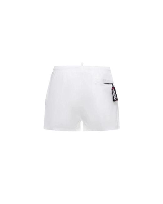 DSquared² Badmode ,Wit ,Polyester Boxer Midi Zwembroek in het White voor heren