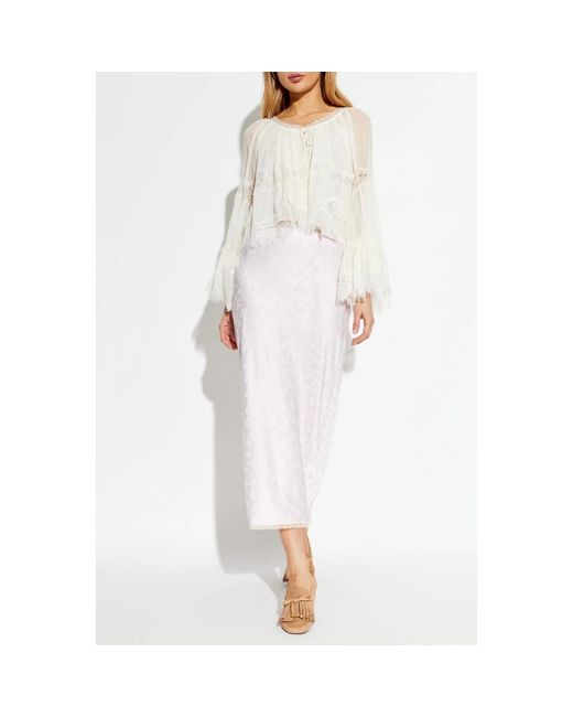 LoveShackFancy Overhemden ,Polyester Darline Zijden Top in het White