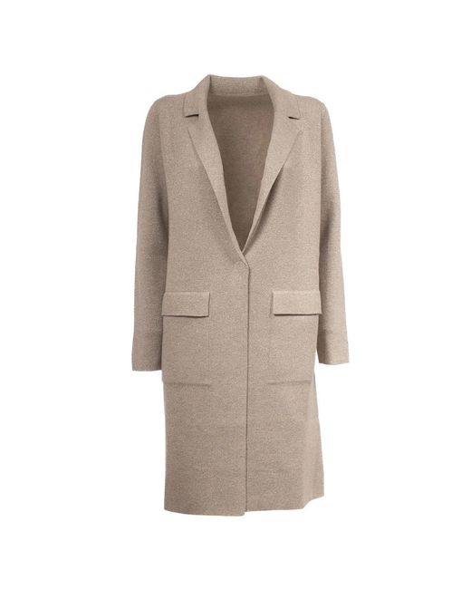 Single-Breasted Coats Le Tricot Perugia en coloris Natural