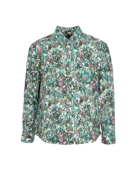 Obey Overhemden ,Veelkleurig ,Katoen Lente Tuin Lange Mouw Shirt in het Green
