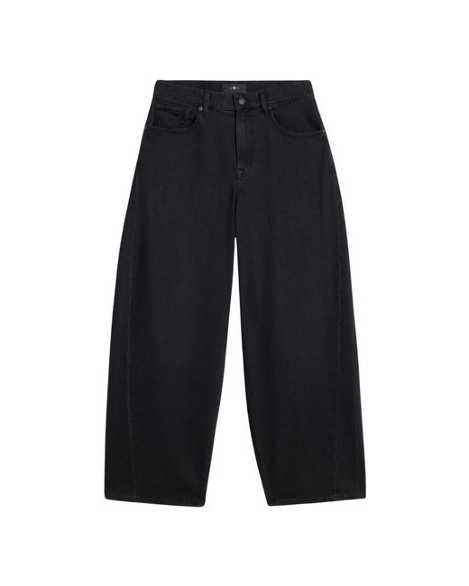7 For All Mankind Blue Schwarze Baggy Jeans Thunder Storm