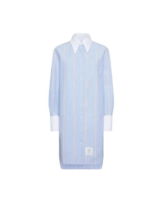 Thom Browne Gestreepte Overhemdjurk in het Blue