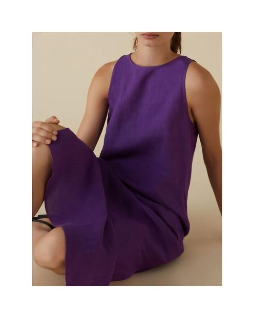 Marella Purple Lila leinen midi kleid