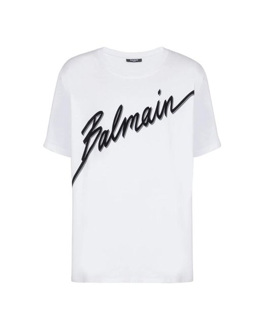 Balmain T-Shirt Met Geborduurd Logo in het White voor heren