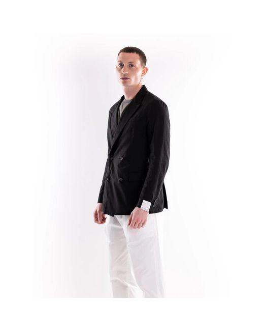 Paolo Pecora Jassen ,Zwart ,Katoen Double-Breasted Jacket in het Black voor heren