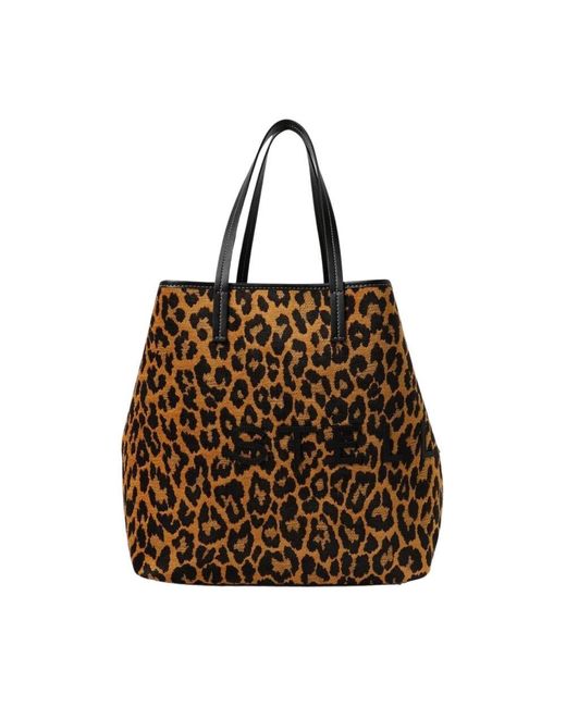 Stella McCartney Brown Leopard Print Tote Bag