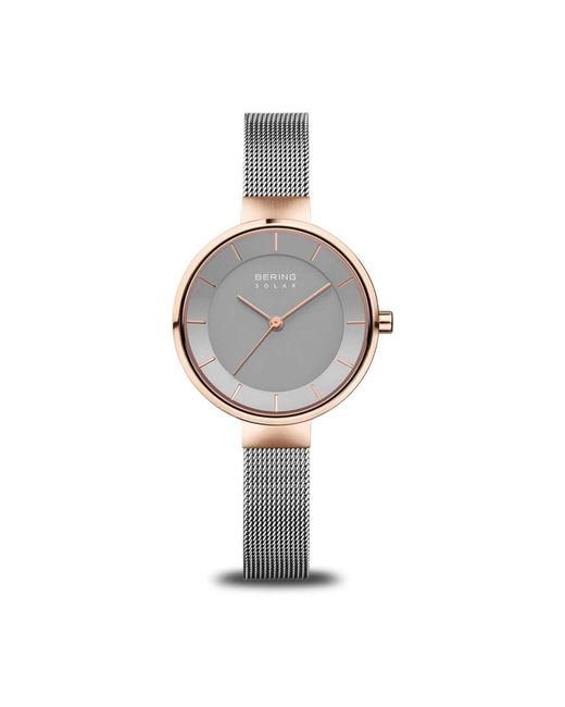 Solar slim design orologio con bracciale milanese di Bering in Gray