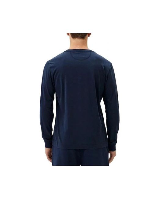 La Martina Blue Long Sleeve T-Shirts for men