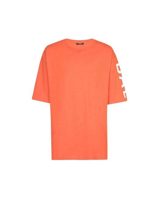 Balmain Dunkel oversize baumwoll t-shirt in Orange für Herren