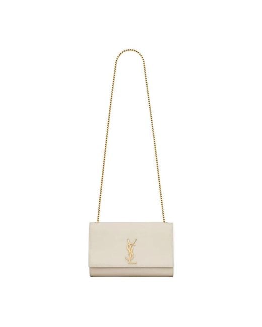 Saint Laurent Middelgrote Schoudertas Met Ysl Monogram in het Natural