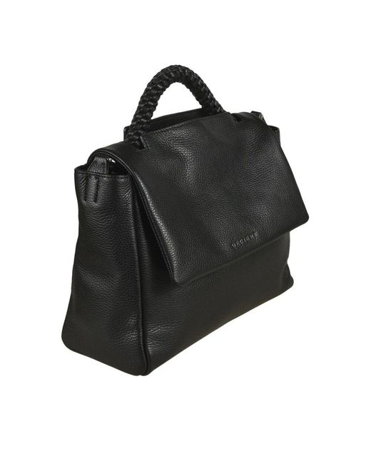 Orciani Black Schwarze Lederhandtasche
