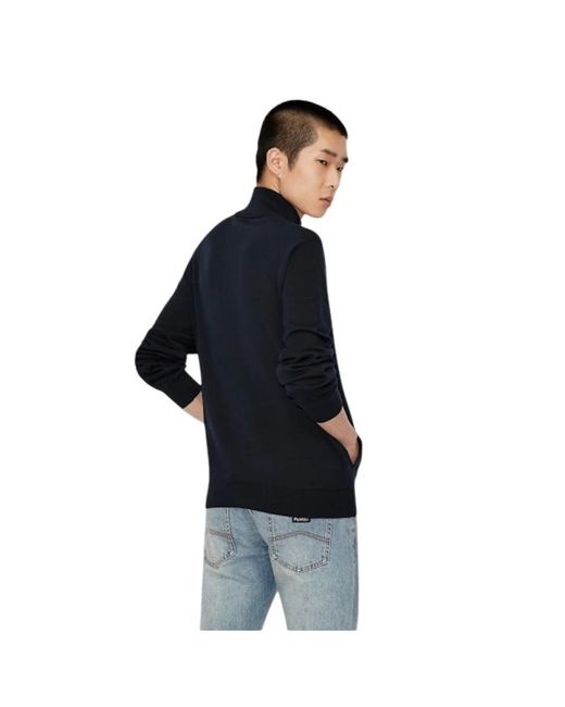 ARMANI EXCHANGE Truien & Vesten ,Blauw ,Katoen Blauwe Katoenen Vest Fullzip Logo in het Blue voor heren