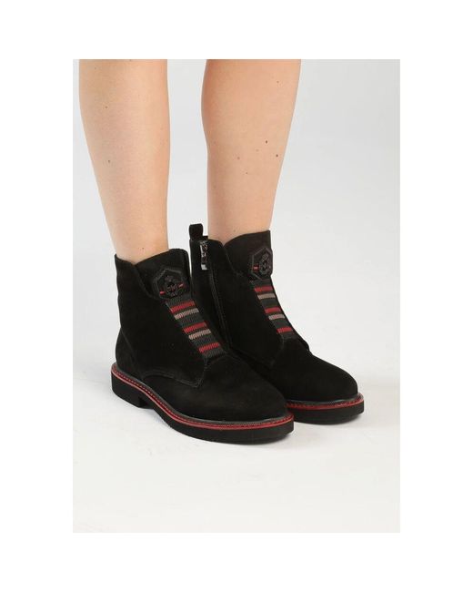 CESARE GASPARI Black Elastische Reißverschluss-Stiefeletten