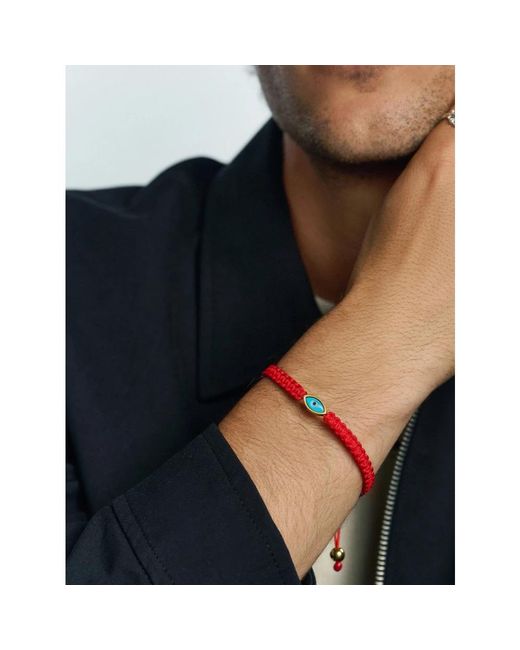 Nialaya #39;S String Bracelet With Evil Eye in het Red voor heren