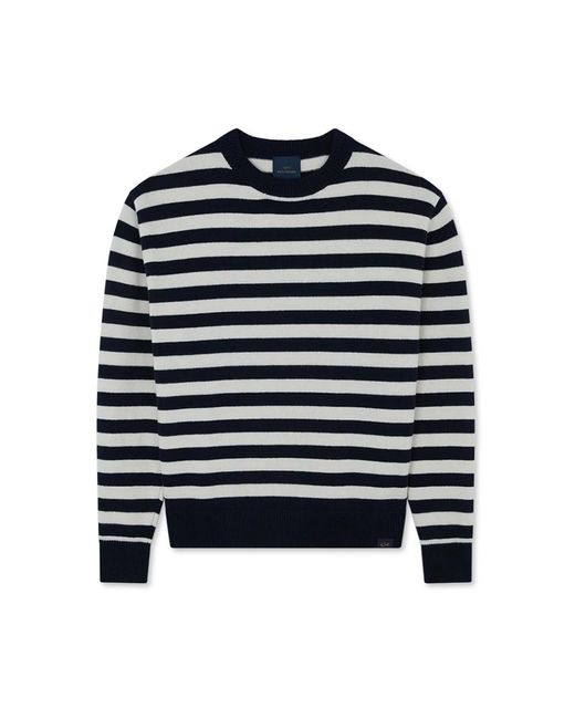Paul & Shark Rundhalspullover Aus Re-Wool Mit Streifenmuster, Mann, Deep Well in Blue für Herren