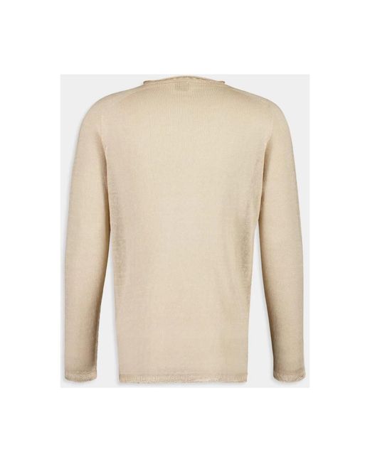 120% Lino Natural Round-Neck Knitwear for men