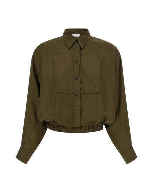 Nude Overhemden ,Groen ,Fluid Viscose Shirt in het Green