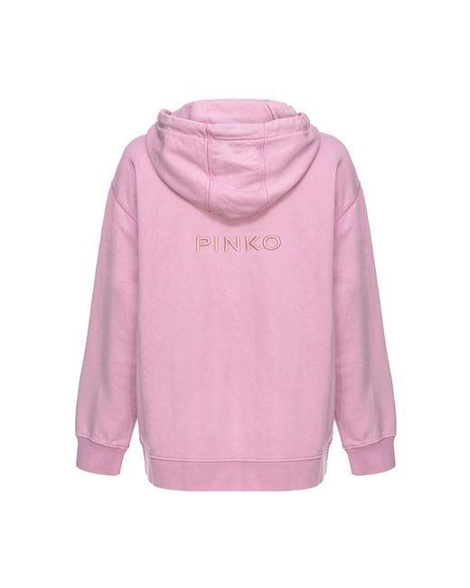 Pinko Pink Zipped Sweatshirt With Love Birds Embroidery