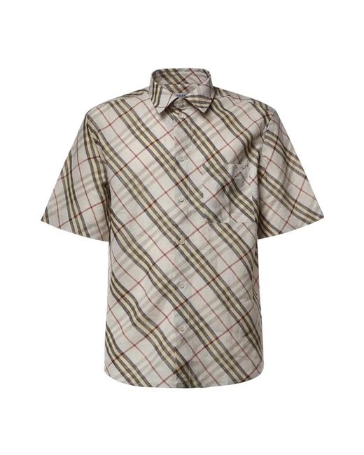 Burberry Gray Short Sleeve Shirts for men