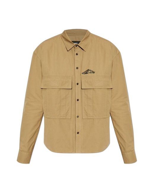 DSquared² Overhemden ,Groen ,Katoen Logo Shirt in het Natural voor heren