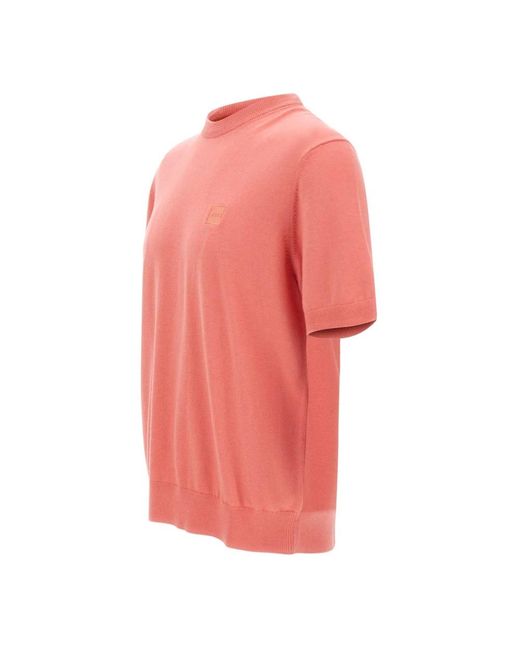 Boss Pink Round-Neck Knitwear for men