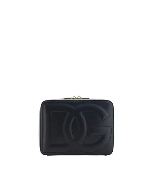 Dolce & Gabbana Black Geprägte leder umhängetasche